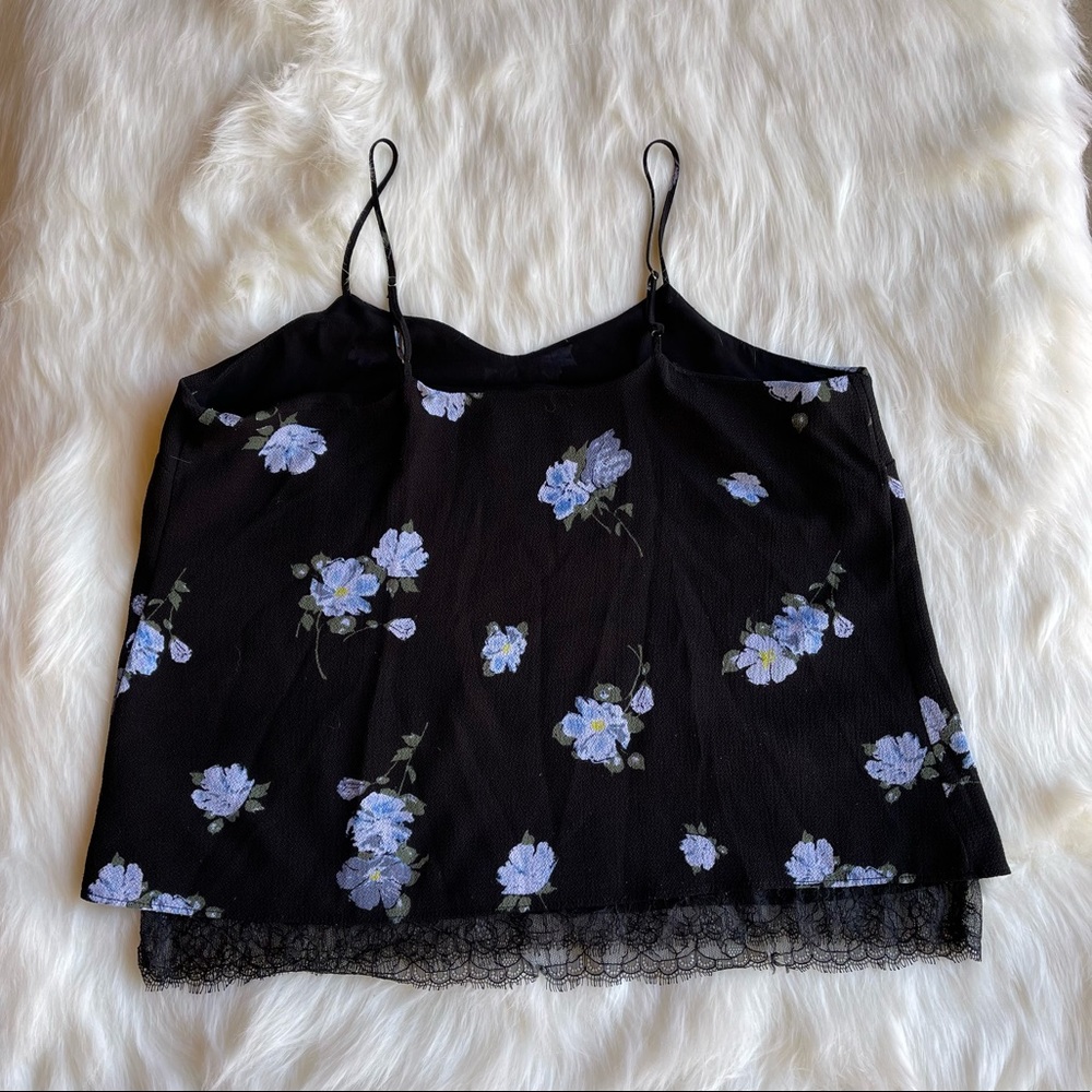 Mossimo Supply & Co. Black Blue Floral Lace Spaghetti Strap Blouse - Picture 9 of 11